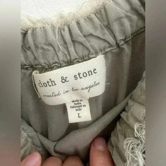 Anthropologie Cloth & Stone Strapless Frayed Cropped Jumpsuit - Size L - Picture 13 of 16